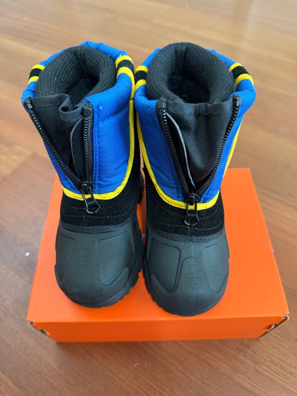 Kids Waterproof Snow Boots - Blue/Black with Yellow Trim